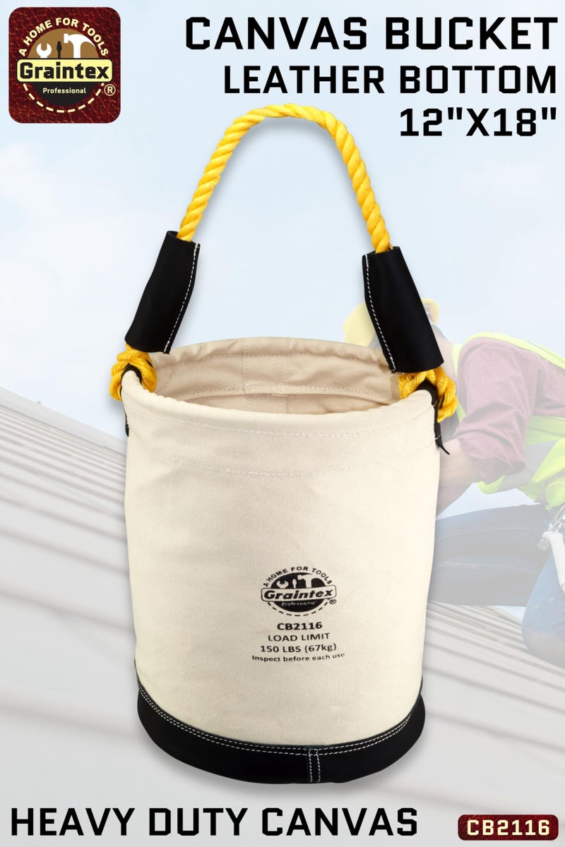 Graintex CB2116 Utility Canvas Bucket Leather Bottom - Image 2